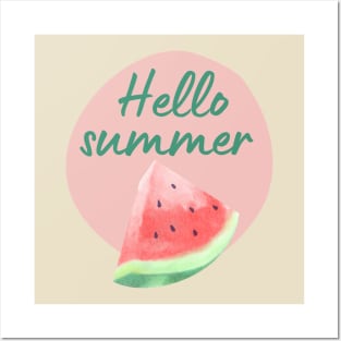 Hello Summer Watermelon Posters and Art
